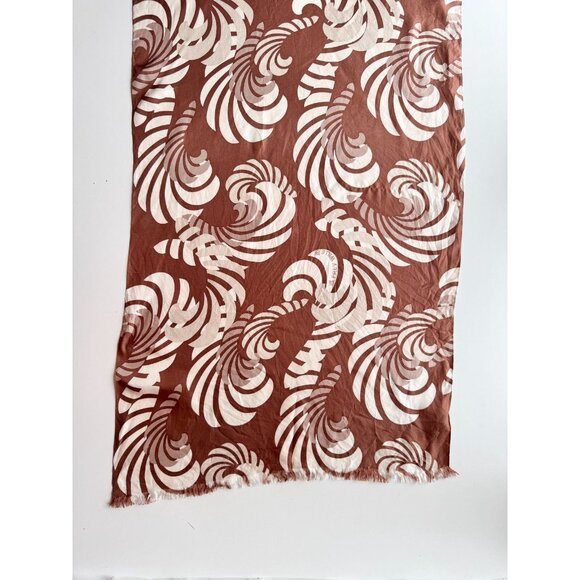 FREY WILLE Brown Ivory Sphinx Motif Silk Twill 69" x 20" Large Scarf Shawl - Picture 2 of 15